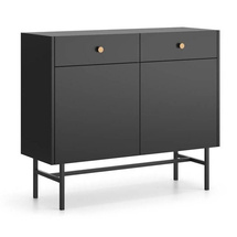 Musta kaksiovinen lipasto laatikoilla SPELLO